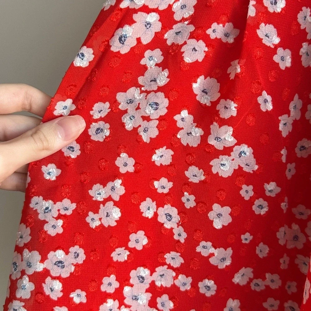 Banana Republic Floral Mini Skater Skirt, Red/White, Size 4, NWT